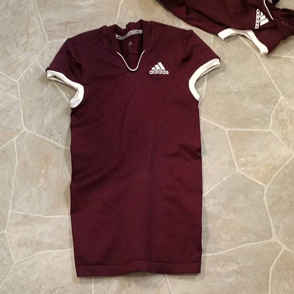 SALE Adidas Football Primeknit Jersey Short Sleeve Burgundy White Game Large - Picture 3 of 8